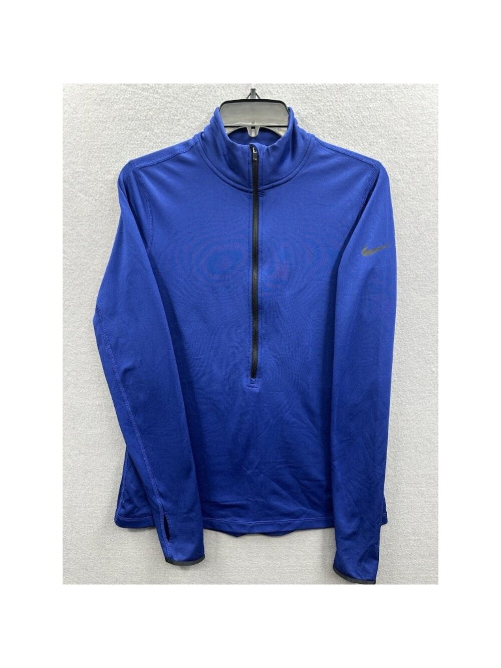 Nike Pro Jacket Womens L Blue Dri-FIT 1/2 Zip Pullover Long Sleeve Thumb Hole